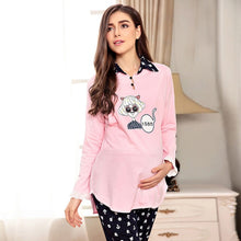 Load image into Gallery viewer, Emotion Moms Maternity Clothes Long sleeve Breastfeeding Sleepwear Nursing Pajamas for Pregnant Women Maternity nightgown