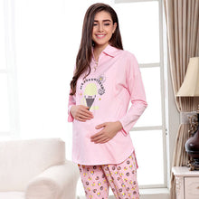 Load image into Gallery viewer, Emotion Moms Maternity Clothes Long sleeve Breastfeeding Sleepwear Nursing Pajamas for Pregnant Women Maternity nightgown