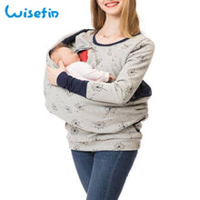 Load image into Gallery viewer, Wisefin Maternity Clothes For Women Dot Pregnancy Hooded Tops T-Shirt Winter Breastfeeding Nursing Pregnant Tee Shirt Autumn
