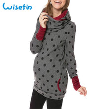 Load image into Gallery viewer, Wisefin Maternity Clothes For Women Dot Pregnancy Hooded Tops T-Shirt Winter Breastfeeding Nursing Pregnant Tee Shirt Autumn