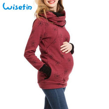 Load image into Gallery viewer, Wisefin Maternity Clothes For Women Dot Pregnancy Hooded Tops T-Shirt Winter Breastfeeding Nursing Pregnant Tee Shirt Autumn