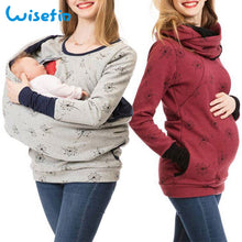 Load image into Gallery viewer, Wisefin Maternity Clothes For Women Dot Pregnancy Hooded Tops T-Shirt Winter Breastfeeding Nursing Pregnant Tee Shirt Autumn