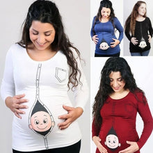 Load image into Gallery viewer, Hot Cute Pregnant Maternity T Shirts Casual Pregnancy Maternity Clothes with Baby Peeking Out Shirts Q1 pregnant clothes New