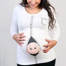 Load image into Gallery viewer, Hot Cute Pregnant Maternity T Shirts Casual Pregnancy Maternity Clothes with Baby Peeking Out Shirts Q1 pregnant clothes New