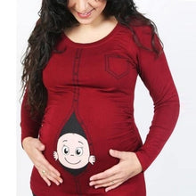 Load image into Gallery viewer, Hot Cute Pregnant Maternity T Shirts Casual Pregnancy Maternity Clothes with Baby Peeking Out Shirts Q1 pregnant clothes New