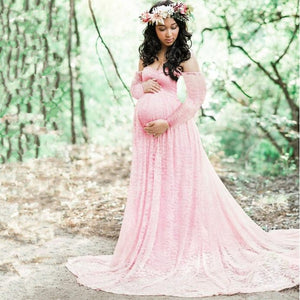 CHCDMP New Elegant Lace Maternity Dress Photography Props Long Dresses Pregnant Women Clothes Fancy Pregnancy Photo Props Shoot
