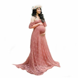 CHCDMP New Elegant Lace Maternity Dress Photography Props Long Dresses Pregnant Women Clothes Fancy Pregnancy Photo Props Shoot