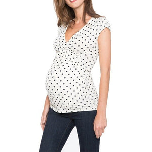 Dot Short Sleeve Pregnancy Nursing Tops Breastfeeding Maternity Clothes For Pregnant Women Clothing Top Feeding Tee Shirts