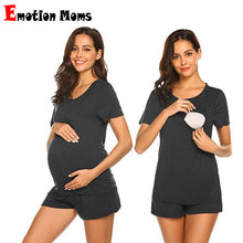 Load image into Gallery viewer, Summer Breastfeeding Pajamas Maternity Nightwear Lactation Feeding Wear Nursing Sleepwear Pregnancy Clothes