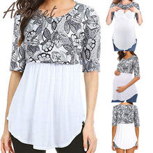 Load image into Gallery viewer, ARLONEET Clothes women maternity Tops Floral T shirt Large size Strap V necl T shirt 2pcs Nusring Summer ladies pregnant clothes
