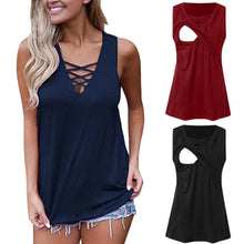 Load image into Gallery viewer, MUQGEW maternity clothes pregnant t shirt Women's Breastfeeding Maternity Nursing Double  Tank Top Shirts nursing clothes